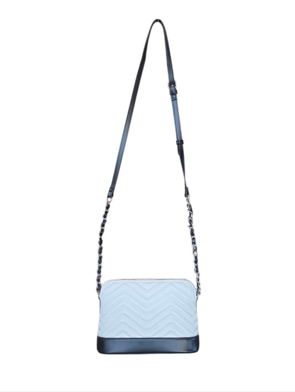 WHBM Quilted Faux Leather Black White Mini Crossbody Camera Bag